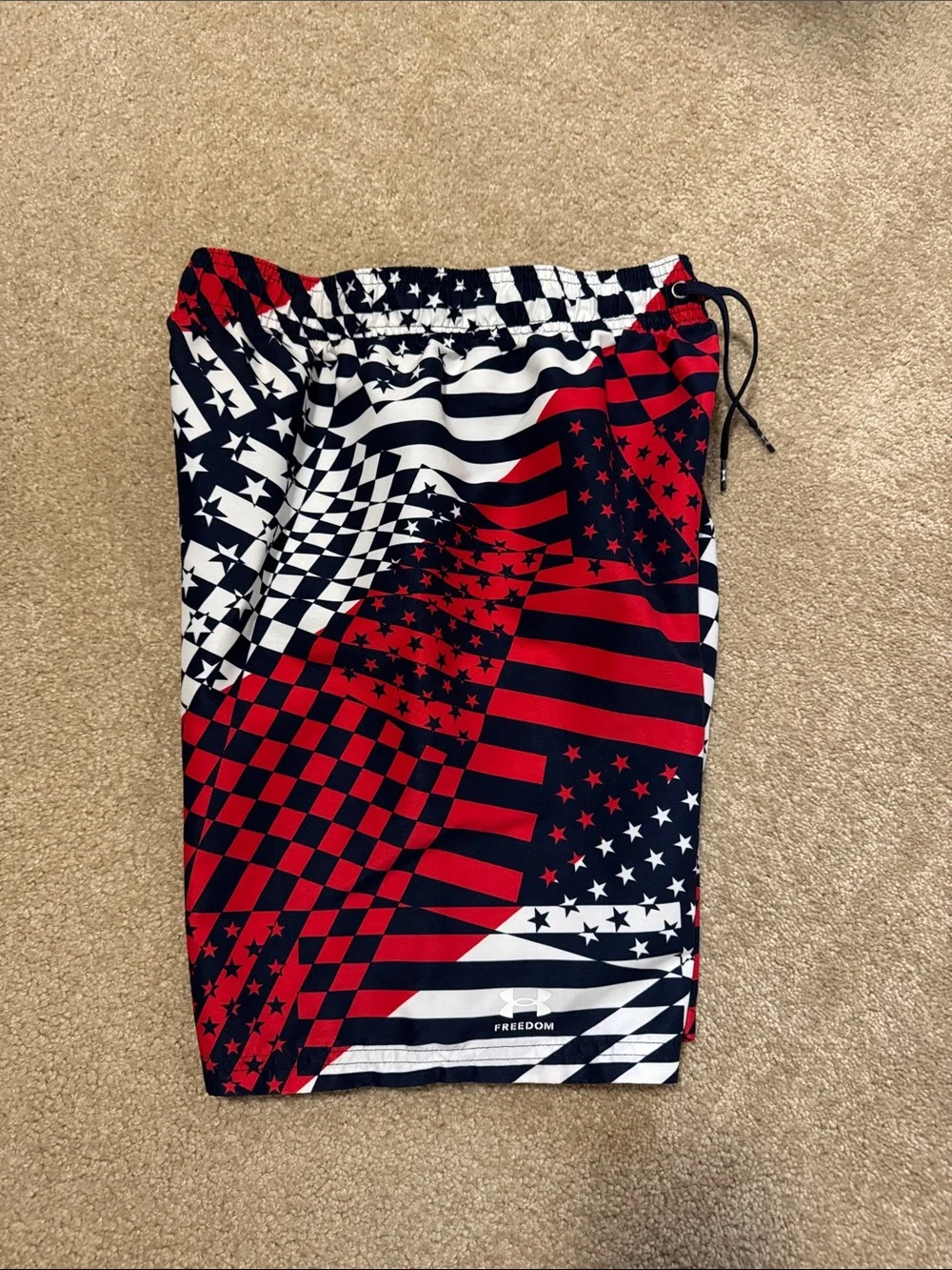 Boy’s Red, White & Navy Graphic Swim Shorts
